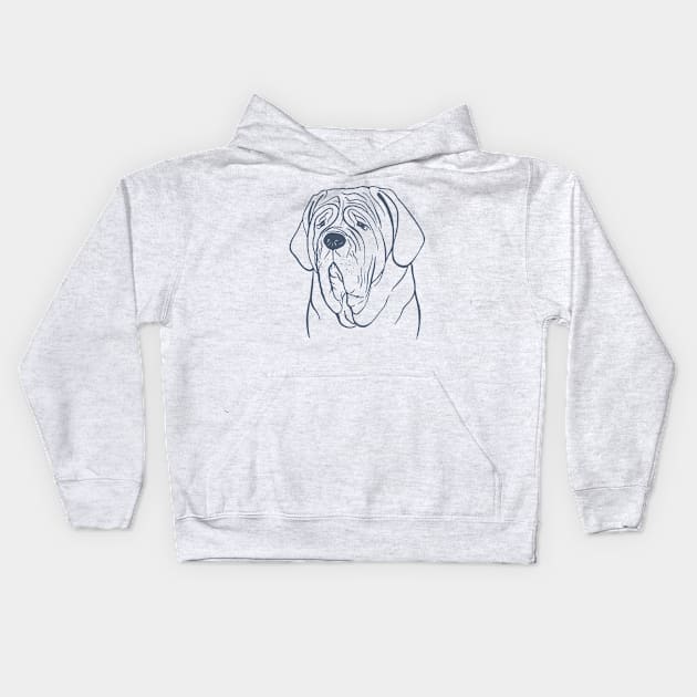 Neapolitan Mastiff (Beige and Blue-Gray) Kids Hoodie by illucalliart